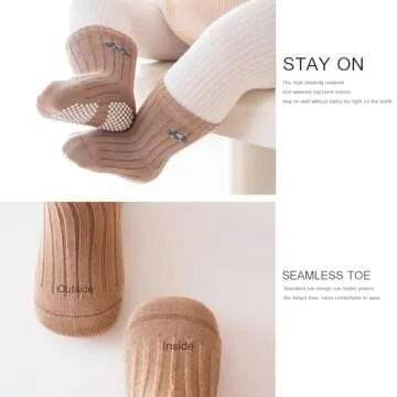 VWU Baby Toddler Socks with Grips Anti-Slip Cotton Socks