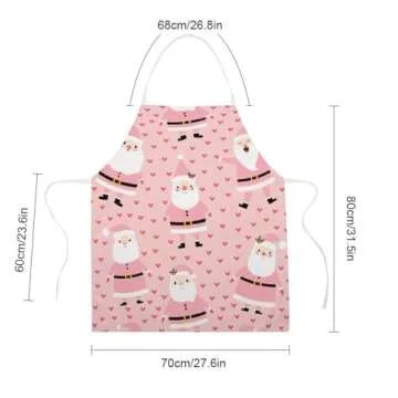 velumair Santa Apron Pink Christmas Apron for Women Men Christmas Gifts