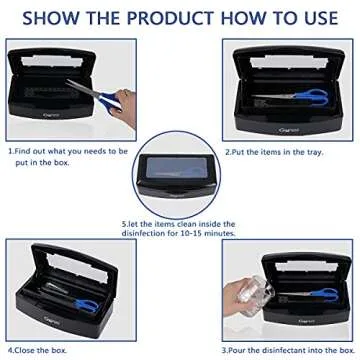Gusnilo Nail Tool Sterilizer Box Plastic Disinfectant Container Barbicide Disinfectant Tray for Nail Tools, Tweezers, Hair Salon, Spa and Trimmer Manicure Equipment (Black)