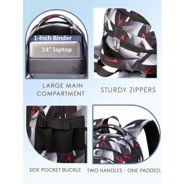 BLUEFAIRY Kids Backpack for Boys School Bookbags for Elementary Primary Middle School Bags Book Bags for Teens Adolescentes Childs Back to School Gifts Mochilas para Niños Aged 8-10 Geometric Grey