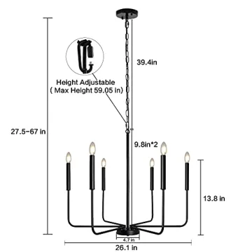 Stylish 6 Light Farmhouse Chandelier for Any Room