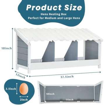 Premium PETSFIT Triple Chicken Nesting Box with Easy Assembly & PVC Roofing