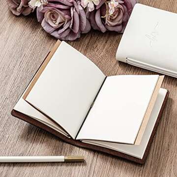 Calculs Handcrafted Wedding Vow Books Set of 2 Black & White Authentic Cowhide Cover with His and Her Stamping