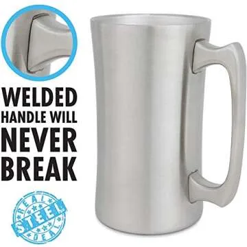 Personalized Beer Mug: Custom Engraved Stainless Steel Stein for Men, Groomsmen, Dad - Large 20 oz, Laser Engraved Beer Glass