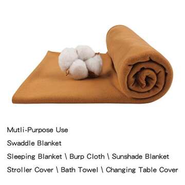 PESAAT Cotton Baby Swaddle Hat Set Newborn Infant Hats Receiving Blankets for Baby Boys Girls (Coffe...