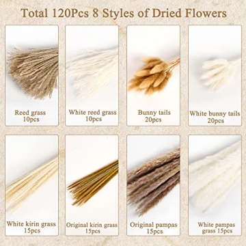 Simetufy Pampas Grass 120PCS for Boho Home Decor