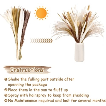 Simetufy Pampas Grass 120PCS for Boho Home Decor