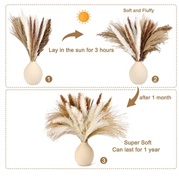 Simetufy Pampas Grass 120PCS for Boho Home Decor