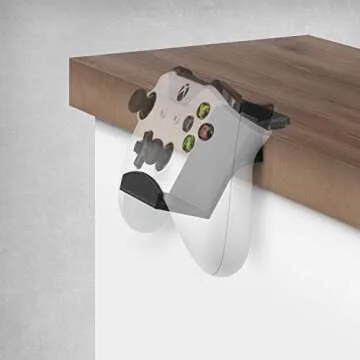 BRAINWAVZ Game Controller Desktop Stand Holder (2 Pack) for XBOX ONE 360 SWITCH PS4 STEAM PC NINTENDO, Universal Gamepad Accessories - No screws, Stick on, Black