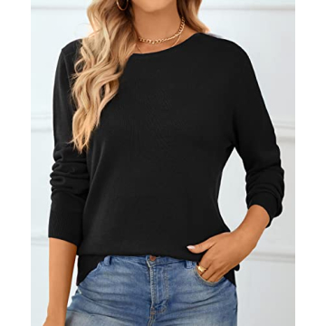 Qualfort Cotton Crewneck Sweater for Women - Stylish Comfort