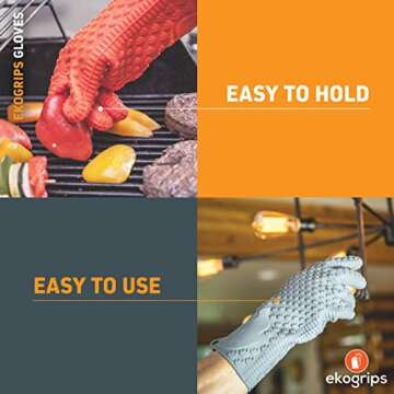 Jolly Green Products Ekogrips Premium Grilling Gloves Heat Resistant BBQ Gloves for Indoor and Outdo...