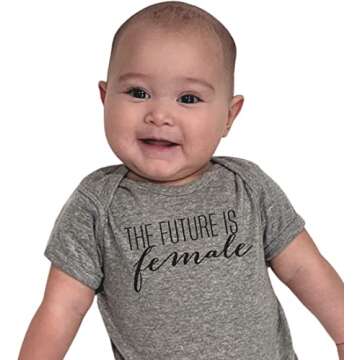 It's Your Day Clothing The Future Is Female Baby Bodysuit - Cute Feminist Girl Power Clothes Announcement Shower Gifts Heather Gray (12 Months)