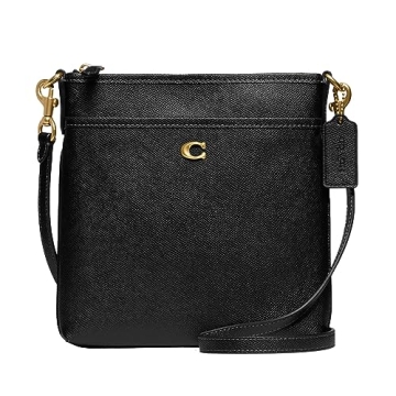 Versatile COACH Cross Grain Leather Kitt Crossbody Bag in Black