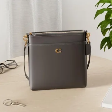 Stylish COACH Cross Grain Leather Kitt Black Messenger Bag