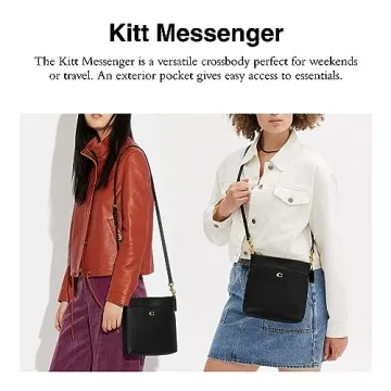 Stylish COACH Cross Grain Leather Kitt Black Messenger Bag