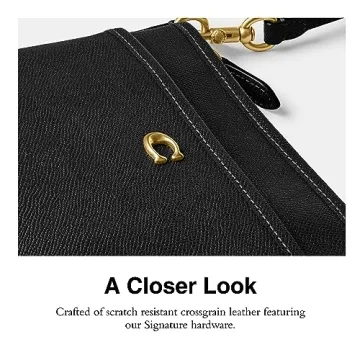 Stylish COACH Cross Grain Leather Kitt Black Messenger Bag