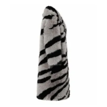 YJKIS Womens Warm Zebra Faux Fur Coat for Winter