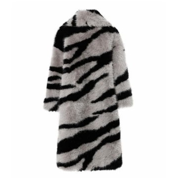 YJKIS Womens Warm Zebra Faux Fur Coat for Winter