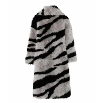 YJKIS Womens Warm Zebra Faux Fur Coat for Winter