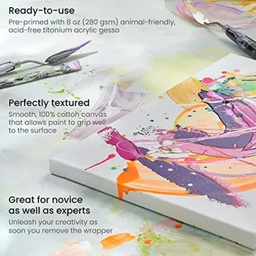 ARTEZA Stretched Canvas for Oil, Acrylic & Gouache Paints