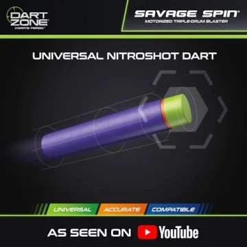 DART ZONE Savage Spin Foam Dart Blaster for Kids - 80 ft Range