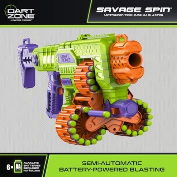 DART ZONE Savage Spin Foam Dart Blaster for Kids - 80 ft Range