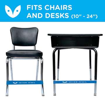 WISE OWL Chair Bands for Kids with Fidgety Feet - Classroom ADHD Deskbands for Chairs and Desks - School Student Sensory Fidget Band (12-Pack)