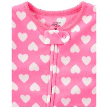 Simple Joys by Carter's Baby and Toddler Girls' 3-Pack Loose Fit Fleece Footed Pajamas