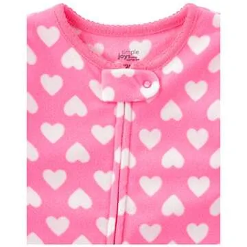 Simple Joys by Carter's Baby and Toddler Girls' 3-Pack Loose Fit Fleece Footed Pajamas