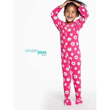 Simple Joys by Carter's Baby and Toddler Girls' 3-Pack Loose Fit Fleece Footed Pajamas