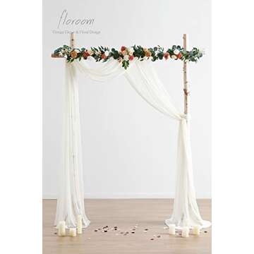 Floroom Wedding Arch Draping Fabric 2 Panels 20Ft Ivory Chiffon Fabric Drapes Arbor Drapery Wedding Ceremony Reception Swag Decorations