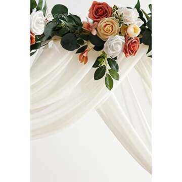 Floroom Wedding Arch Draping Fabric 2 Panels 20Ft Ivory Chiffon Fabric Drapes Arbor Drapery Wedding Ceremony Reception Swag Decorations