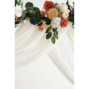 Floroom Wedding Arch Draping Fabric 2 Panels 20Ft Ivory Chiffon Fabric Drapes Arbor Drapery Wedding Ceremony Reception Swag Decorations
