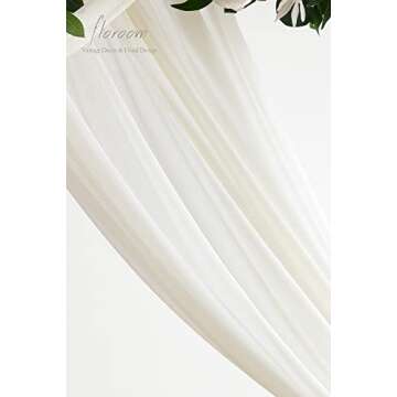 Floroom Wedding Arch Draping Fabric 2 Panels 20Ft Ivory Chiffon Fabric Drapes Arbor Drapery Wedding Ceremony Reception Swag Decorations