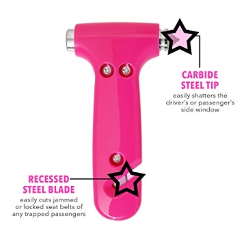 Pink Emergency Car Escape Hammer with Seat Belt Cutter