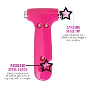 Pink Emergency Car Escape Hammer with Seat Belt Cutter