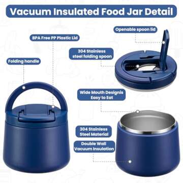 14oz Insulated Vacuum Food Jar with Buckle Lid for Kids - Leakproof and Portable