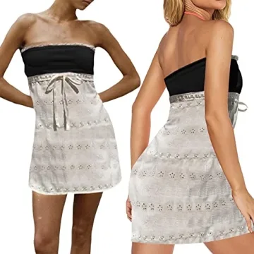 Sunloudy Women Floral Tube Mini Dress for Summer Wear