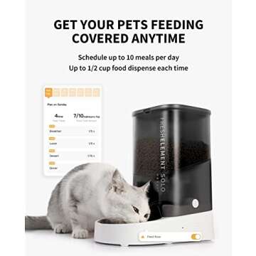 PETKIT Automatic Cat Feeder, 2.4G WiFi Automatic Portion Control Pet Feeder, Small Dog Dry Food Dispenser with Desiccant Bag, Up to 10 Meals Per Day, Schedule Feeding, Food Shortage Alert, 3L Capacity