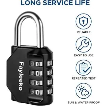 Combination Lock, 4 Digit Combination Padlock for School Gym Sports Locker, Fence, Toolbox, Case, Hasp Cabinet Storage (2 Pack, Blue & Black)