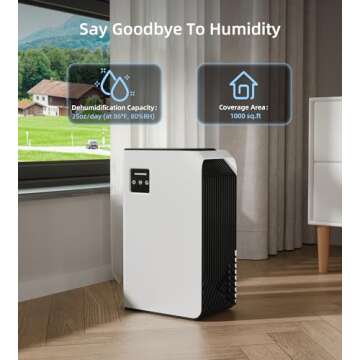 Wpsoert Dehumidifiers for Home, 88 oz Water Tank, 1000 Sq. Ft Coverage, Quiet for Bedroom, Bathroom,...