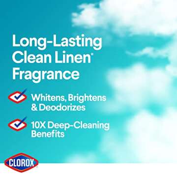 Clorox Splash-Less Bleach, Concentrated Formula, Clean Linen, 40 Ounce Bottle - Pack of 2 (Package May Vary)