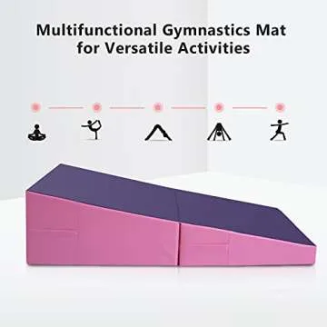 GYMAX Incline Gymnastic Mat, Folding and Non-Folding 60”x30”x14” Tumbling Cheese Wedge Mat for Gymnastic, Martial, Cheerleading, Dance Yoga Stretch Training Practice, Kids Girls Adult (Purple)