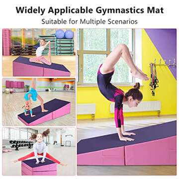 GYMAX Incline Gymnastic Mat, Folding and Non-Folding 60”x30”x14” Tumbling Cheese Wedge Mat for Gymnastic, Martial, Cheerleading, Dance Yoga Stretch Training Practice, Kids Girls Adult (Purple)