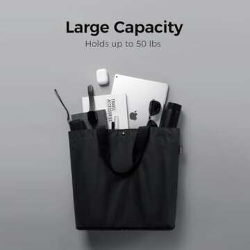 pack all 16L Lightweight Packable Tote Bag, Water Resistant Foldable Grocery Bag, Reusable Shopping Bag (Navy Blue)