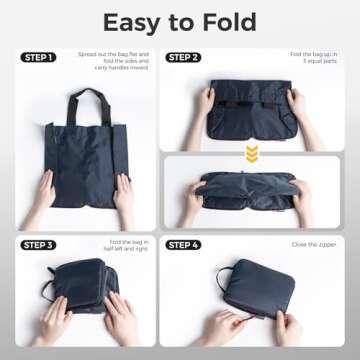 pack all 16L Lightweight Packable Tote Bag, Water Resistant Foldable Grocery Bag, Reusable Shopping Bag (Navy Blue)