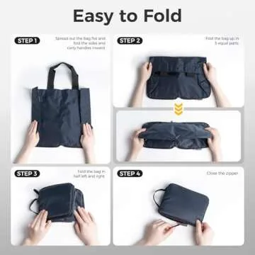 pack all 16L Lightweight Packable Tote Bag, Water Resistant Foldable Grocery Bag, Reusable Shopping Bag (Navy Blue)