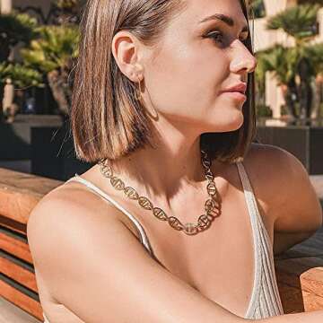 CIUNOFOR 14k Gold Filled Necklace for Women Italian Style CD Choker Dainty Simple Necklace Non-Fading Dainty Necklace Best Gift for women Adult Jewelry.