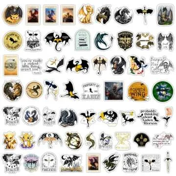 Fourth Wing Stickers for Water Bottle, Laptop, Phone, 60 PCS Waterproof Vinyl Stickers Laptop Phone ...