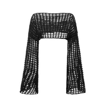 SHENHE Women's Hollow Out Knitted Pullover Sweater - Stylish and Versatile Crochet Top